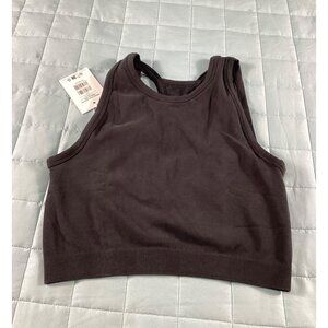 Gymshark Ribbed Cotton Seamless body fit Womens Tank with bra Size M Black NWT